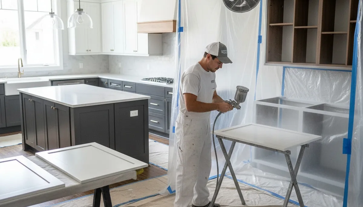 Professional cabinet painting in Allentown, PA kitchen by expert local house painters