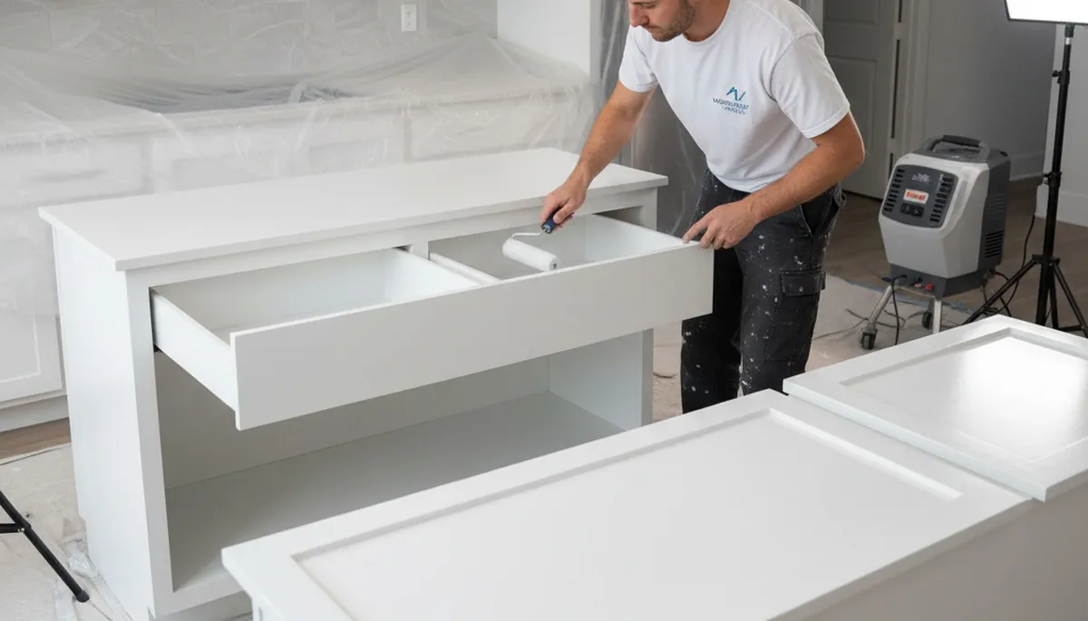 Professional cabinet painting in Allentown PA kitchen by expert house painters for modern refinishing