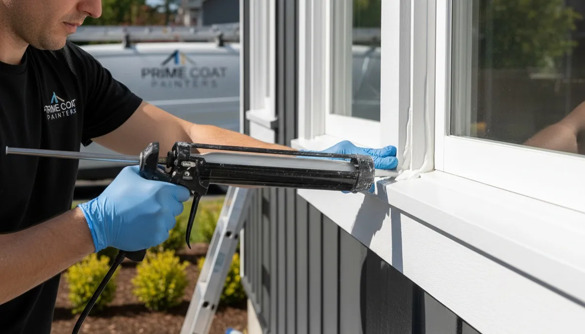 Professional caulking and sealing on residential siding in Allentown, PA by expert house painters