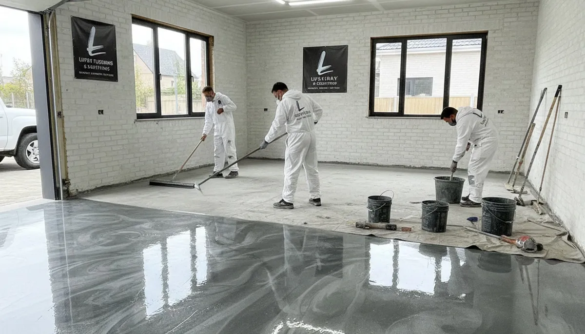 Epoxy floor coating installation in Allentown, PA garage by professional house painters