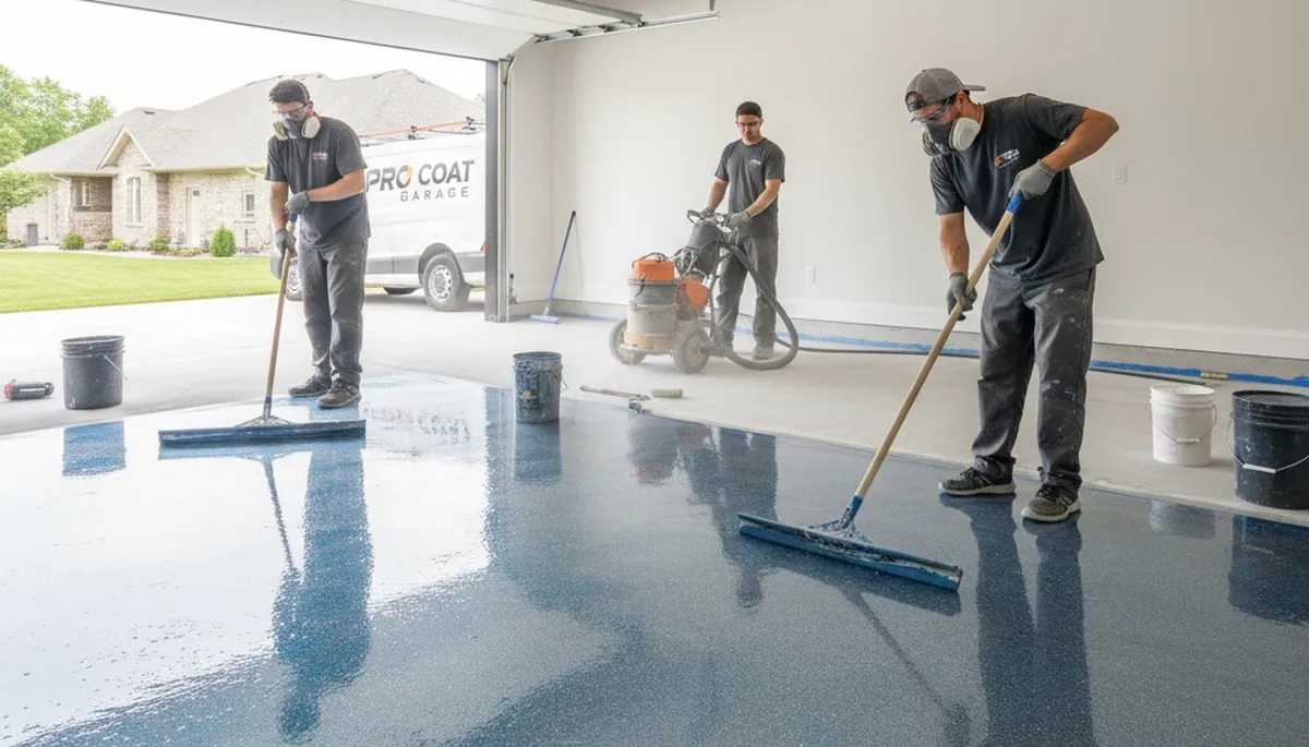 Professional epoxy garage floor coating in Allentown PA with durable concrete protection finish