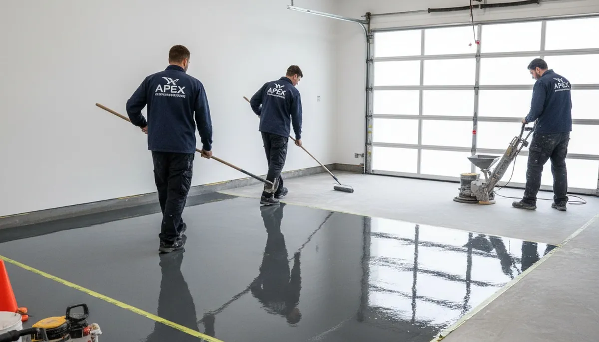 Professional epoxy garage floor coating in Allentown PA with durable, polished concrete finish