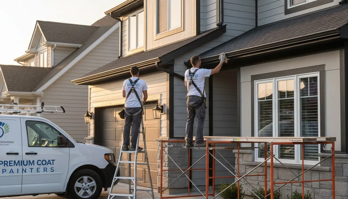 Professional gutter painting on a residential home in Allentown, PA by expert house painters