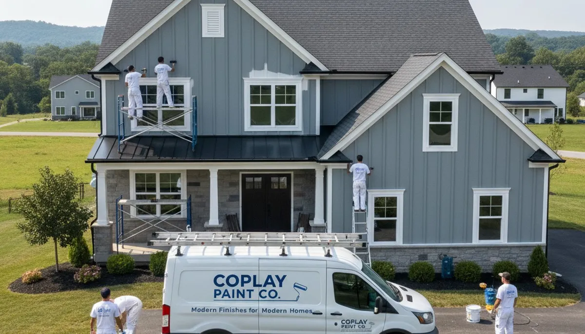 Professional house painters working on exterior home repaint project in Allentown, PA