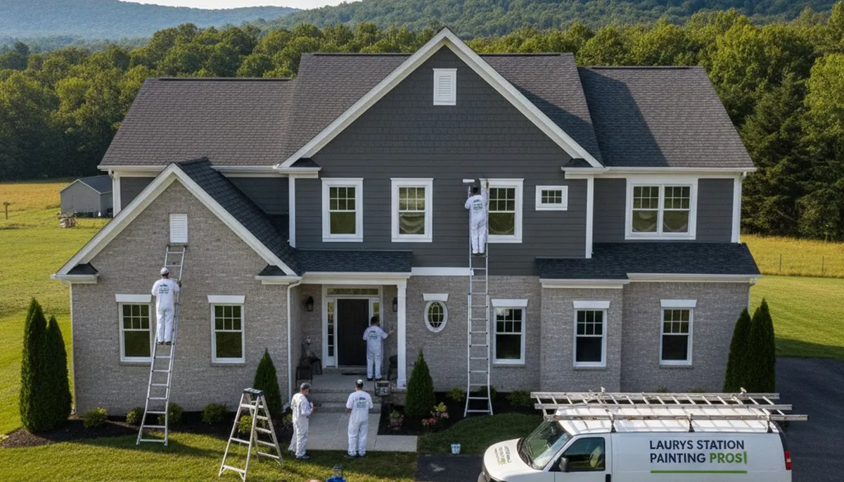 Professional house painters working on residential exterior in Allentown PA
