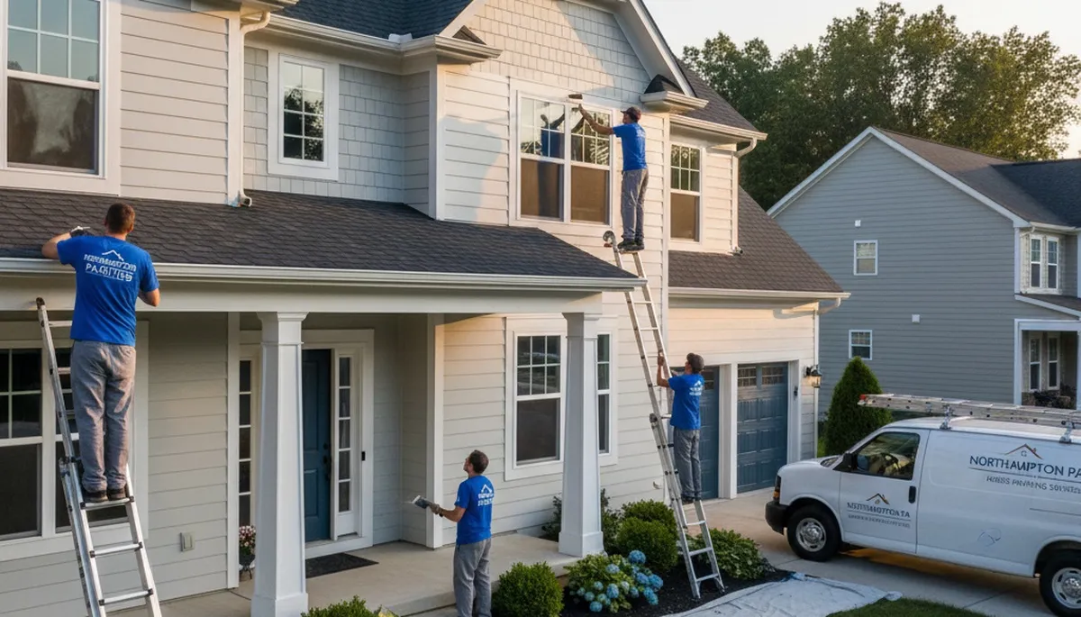 Professional house painters improving home exterior finish in Allentown, PA