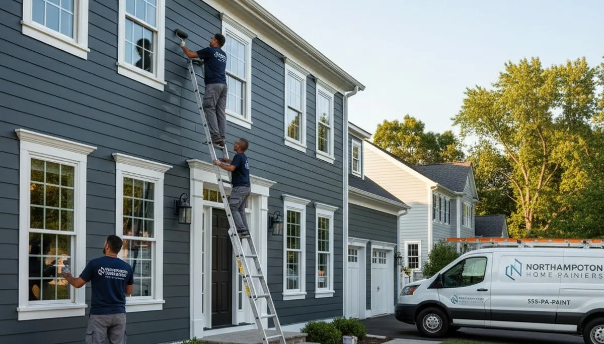 Professional house painters working on exterior home painting in Allentown, PA