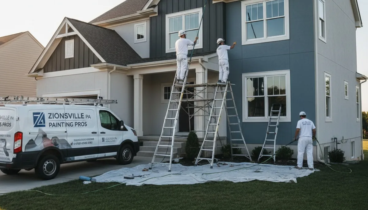 Professional house painters working on exterior home painting in Allentown, PA