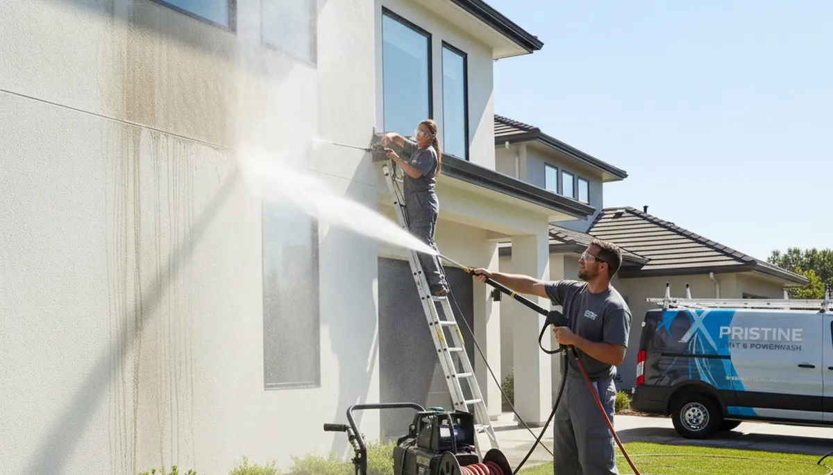 Professional pressure cleaning of home siding in Allentown, PA by expert house-painting contractors