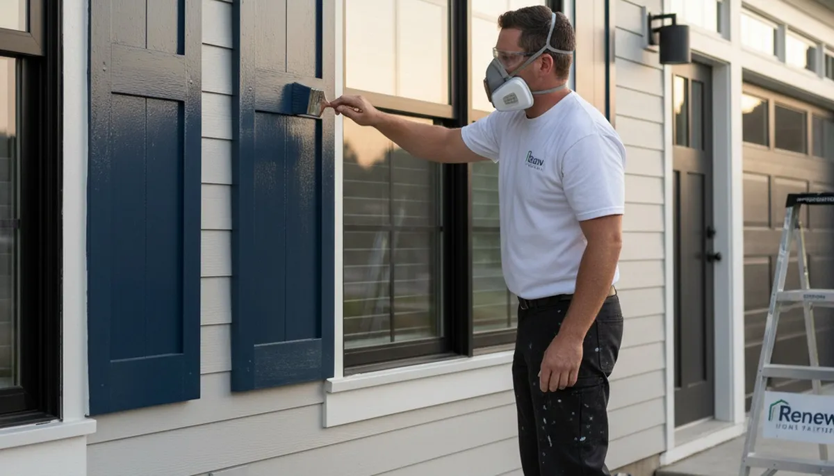 Professional shutter painting on Allentown PA home exterior by expert house painters