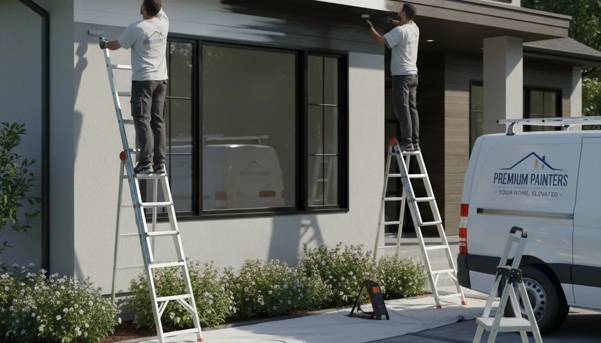 Professional trim and fascia painting on Allentown PA home exterior by expert house painters