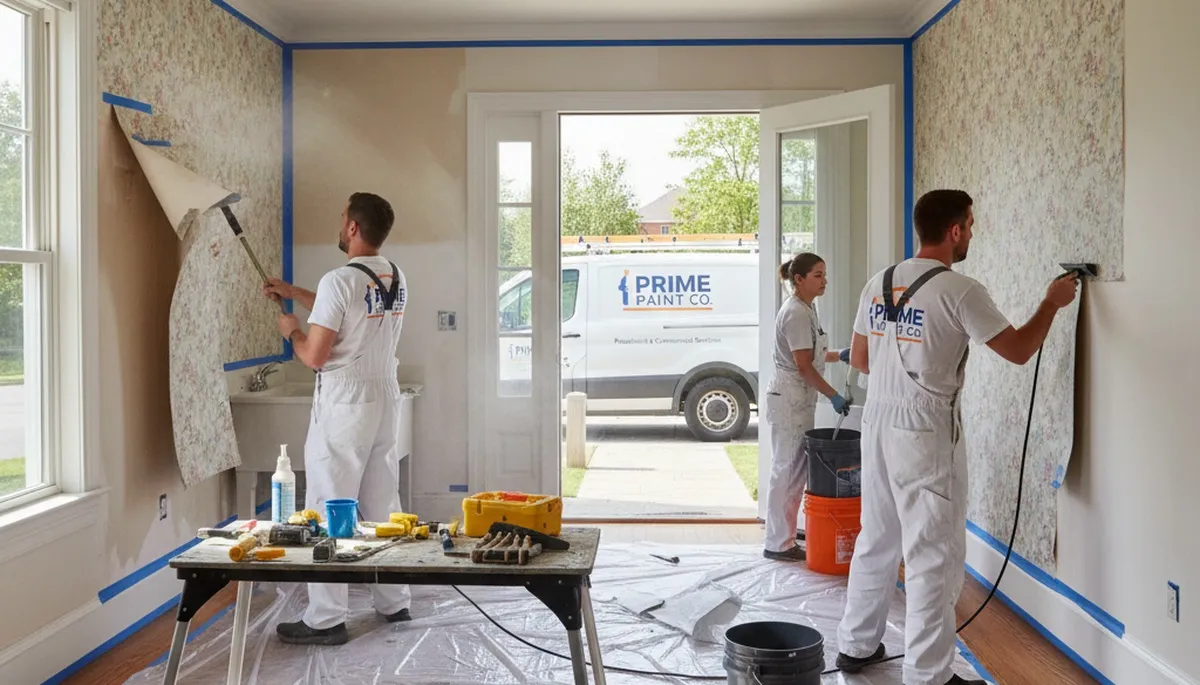 Professional wallpaper removal and wall prep by house painters in Allentown, PA