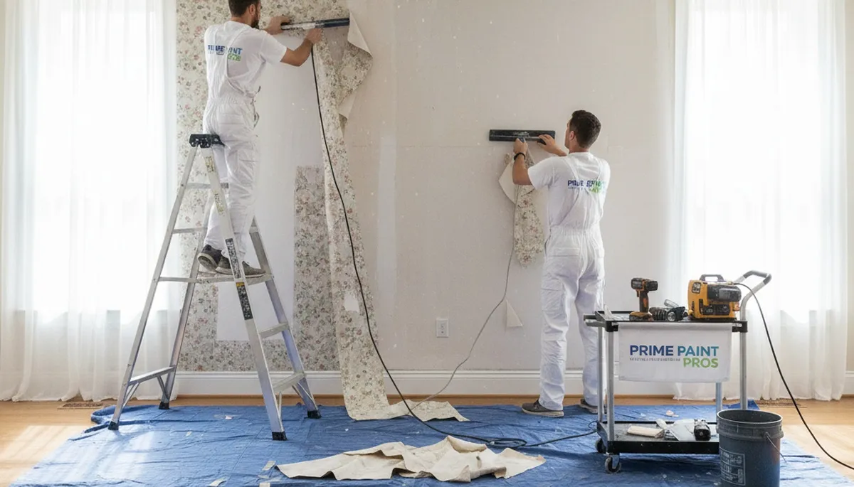 Professional wallpaper removal and wall preparation in Allentown, PA home interior